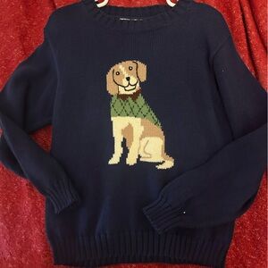 The Beaufort Bonnet Company Navy Sweater with Dog Motif